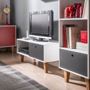 Televizora galds Concept balts ar grafīta tonī atvilktni