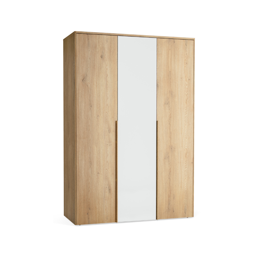 3 durvju skapis ar spoguli un apgaismojumu Well