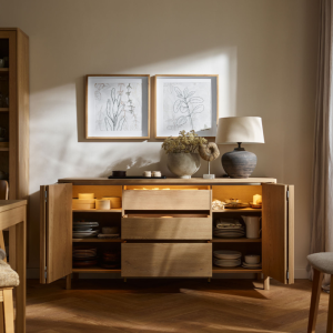 Bufete ar atvilktnēm un apgaismojumu Well